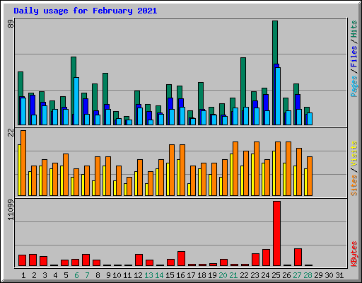 Daily usage for February 2021