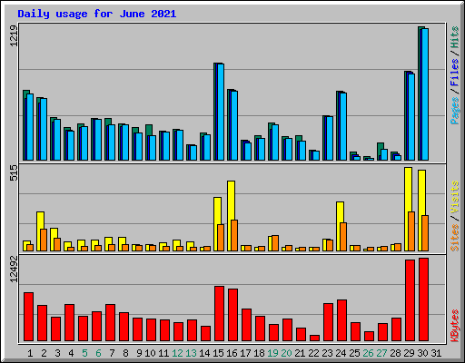 Daily usage for June 2021