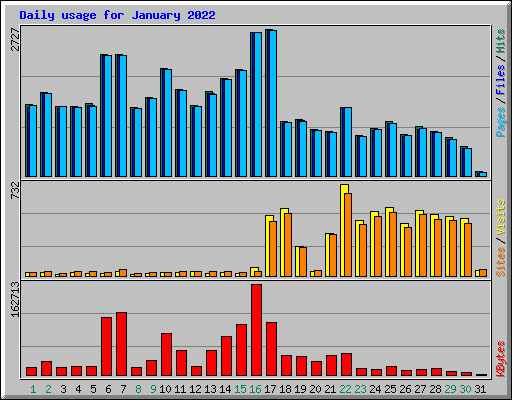 Daily usage for January 2022