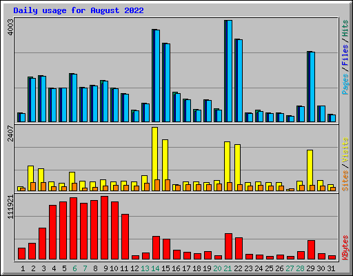 Daily usage for August 2022